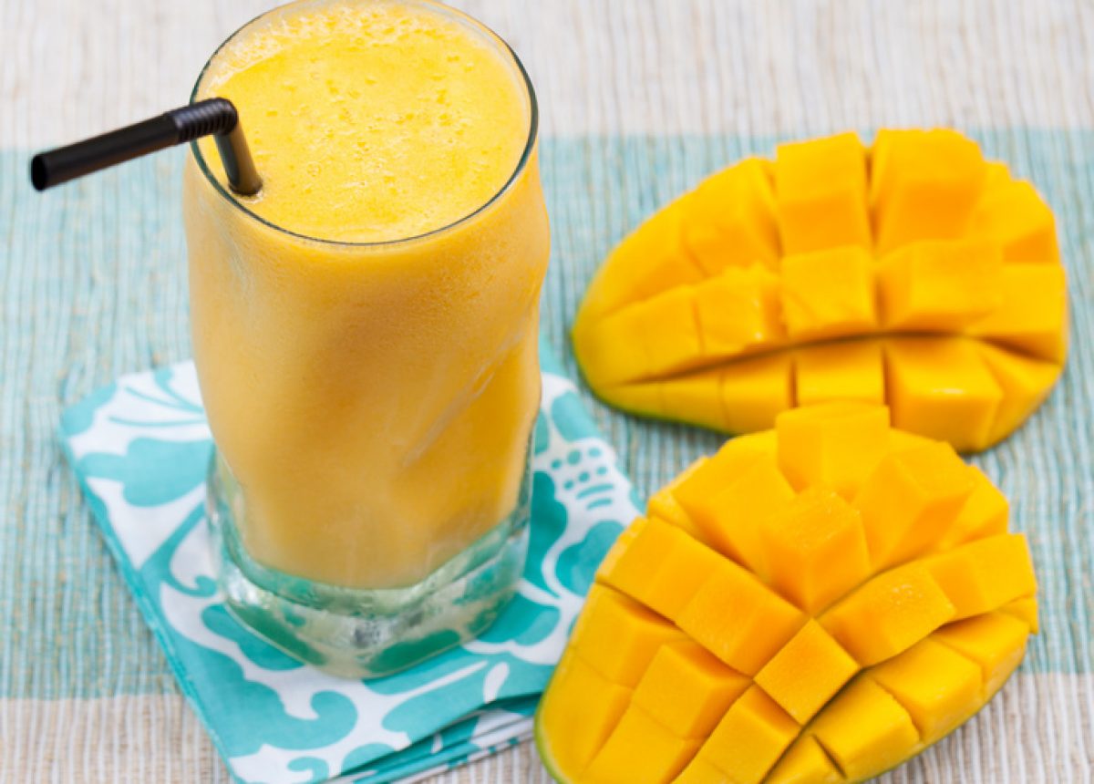 Fresh tropical fruit smoothie mango juice